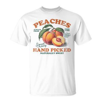 Peaches Hand Picked Vintage Fruit Retro Peach Graphic T-Shirt - Thegiftio UK
