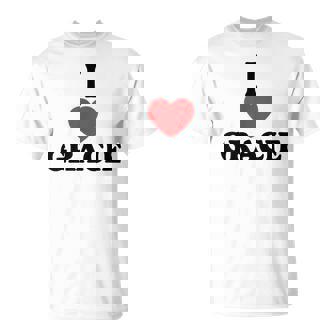 Personalized Name Gracie I Love Gracie Heart Groovy T-Shirt - Thegiftio UK
