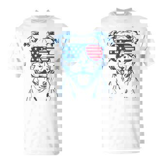 Pitbull Dog American Usa Flag Patriotic 4Th Of July Puppy T-Shirt - Thegiftio UK