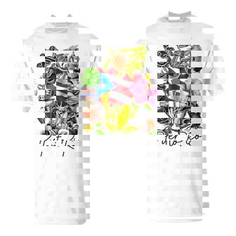 Puerto Rico Flag Floral Frog Boricua Hispanic Heritage T-Shirt - Thegiftio