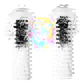 Pug Dog Lovers カラフル ポップアート パグ 長袖tシャツ Tシャツ - Kawaiitshirt