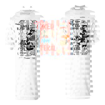 Red White And Feral Raccoon Hotdog Coquette 4Th July T-Shirt - Thegiftio