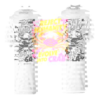 Reject Humanity Evolve To Crab ファニーカニ 長袖tシャツ Tシャツ - Kawaiitshirt