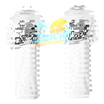 Retro Cancun Mexico Sunset Palm Tree Beach Summer Vacation T-Shirt - Monsterry