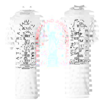 Retro 4Th Of July With Liberty And Justice For All T-Shirt | Mazezy