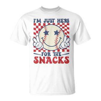 Retro I'm Just Here For The Snacks Baseball Boys Game Day T-Shirt - Thegiftio UK