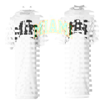 Retro Miami Miami Vintage Orange Green Fl Souvenir T-Shirt - Thegiftio UK