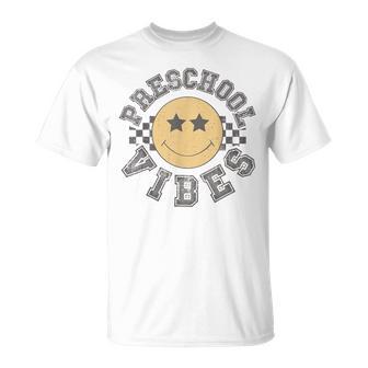 Retro Preschool Vibes Teacher Student 1St Day Back To School T-Shirt - Thegiftio