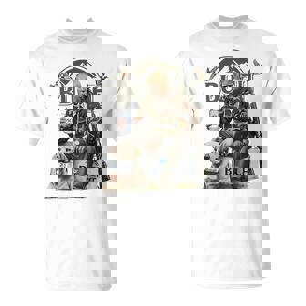 Retro Trump Hunting Deer Drinking Beer Hunting On Back T-Shirt - Thegiftio