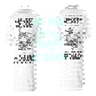 We Ride At Dawn Retro Lawn Mowing Dad Mower T-Shirt - Thegiftio UK