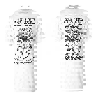 Save A Horse Ride A Cowgirl レトロ ウエスタン ロデオ カントリーガール Tシャツ - Kawaiitshirt