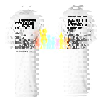 Save PBS Resist Rainbow Character Graphic T-Shirt | Mazezy