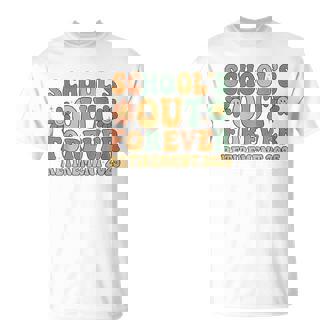 School's Out Forever Groovy Teacher Retirement 2025 Retired T-Shirt | Mazezy
