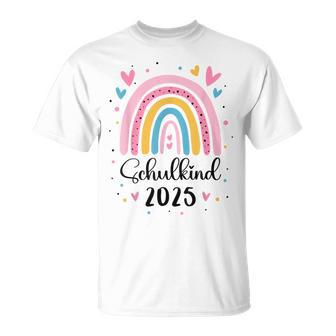 Schulkind 2025 1 Klasse Regenbogen Einschulung Mädchen T-Shirt - Geschenkecke