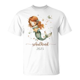 Schulkind 2025 Mädchen Meerjungfrau Einschulungchulanfang T-Shirt - Geschenkecke