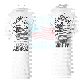 She Loves Jesus And America Too American Usa Flag Women T-Shirt - Thegiftio