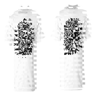 Skull Flower Rad Rock N Roll Graphic Retro Tシャツ - Kawaiitshirt
