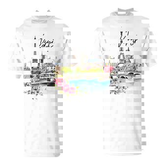 Souvenir Aquarelle Paris France T-Shirt - Cadeauxyz