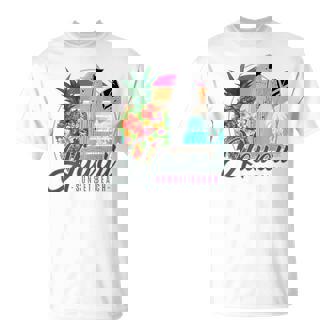 Sunset Beach Hawaii、サーフィンサーフボードレトロ、バックプリント Tシャツ - Kawaiitshirt