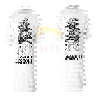 T-Ball Gammie Life Messy Bun Leopard Print Softball T-Shirt | Mazezy