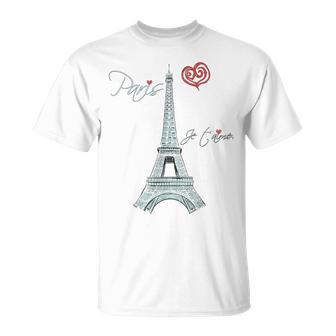 Tour Eiffel I Love Parisouvenir France Parisien Français T-Shirt - Cadeauxyz