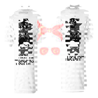 Turkish Mom Messy Bun Sunglasses Flag T-Shirt - Thegiftio UK