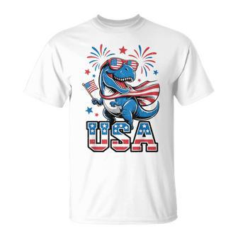 Usa 4Th July Toddler Boy Dinosaur Dino American Flag Patriot T-Shirt - Thegiftio UK