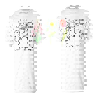 Vintage Floral Plant Foxglove Daisy Tulip Flowers Mom Women T-Shirt - Monsterry