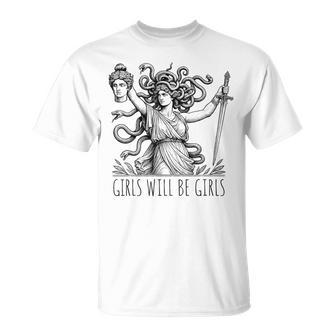 Vintage Girl Will Be Girls Medusa Feminist Clothing T-Shirt - Thegiftio UK