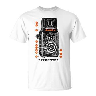 Vintage Lubitel Tlr Urssoviética Cámara De Película Envejecida Camiseta unisex - Regaloses