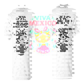 Viva Mexico Cute Mexican Girl Doll Mexican Independence Day T-Shirt - Monsterry
