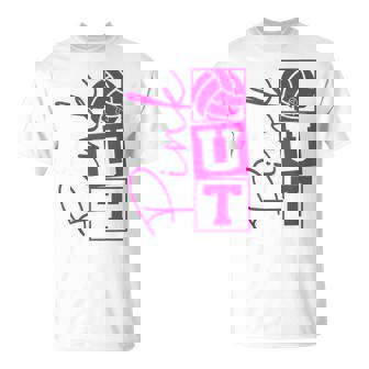 Volleyball Pink Out Breast Cancer Awareness Pink Ribbon T-Shirt - Thegiftio