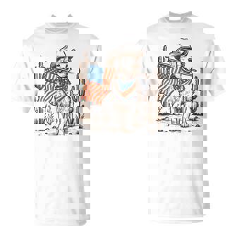 Western Country Patriotic Cowboy Dog Lover 4Th Of July T-Shirt | Mazezy