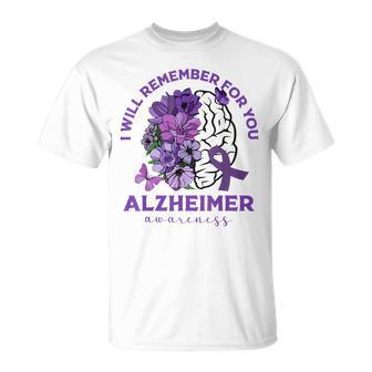 I Will Remember For You Purple Flowers Alzheimers Awareness T-Shirt - Thegiftio