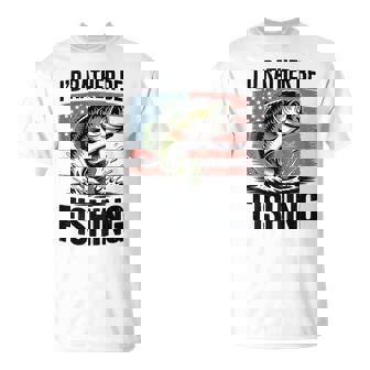 Youth Id Rather Be Fishing- Boys Bass Fish Usa Flag T-Shirt - Monsterry