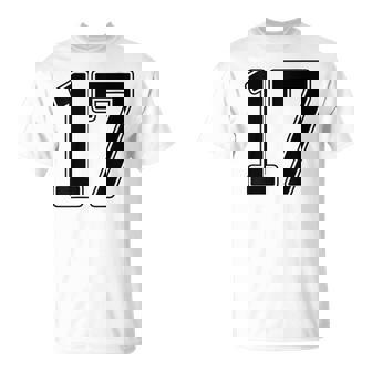 【バックプリント・背中側】17 数字 背番号 ユニフォーム ナンバー【ブラック／黒の文字】スポーツ 野球 サッカー 部活 Tシャツ - Kawaiitshirt