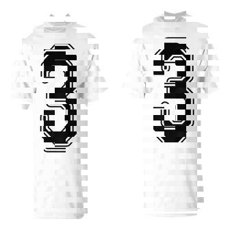 【バックプリント・背中側】3 数字 背番号 ユニフォーム ナンバー【ブラック／黒の文字】スポーツ 野球 サッカー 部活 Tシャツ - Kawaiitshirt