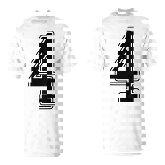 【バックプリント・背中側】4 数字 背番号 ユニフォーム ナンバー【ブラック／黒の文字】スポーツ 野球 サッカー 部活 Tシャツ - Kawaiitshirt