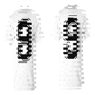 【バックプリント・背中側】9 数字 背番号 ユニフォーム ナンバー【ブラック／黒 の文字】スポーツ 練習着 部活 Tシャツ - Kawaiitshirt