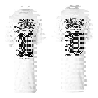 【バックプリント・背中側】Around 30 アラサー（三十歳 30才）ユニフォーム風 30代 誕生日プレゼント 面白 Tシャツ - Kawaiitshirt