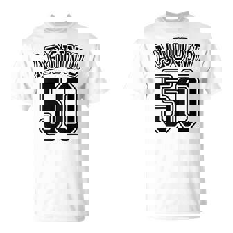 【バックプリント・背中側】Around 50 アラフィフ（五十歳 50才）ユニフォーム風 50代 誕生日プレゼント 面白 Tシャツ - Kawaiitshirt