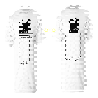 【ポケットから覗くネコ】黒猫 にゃんこ 猫好き 猫 可愛い ネコ 子猫 ネコ好き 面白い 変な 遊び心 ネタ ウケ狙い Tシャツ - Kawaiitshirt