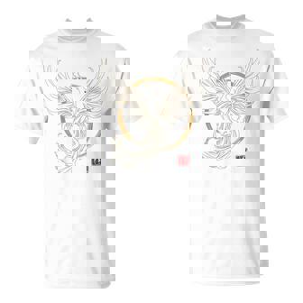 【背中側デザイン】日本文化 鳳凰デザイン 幸運を願うお守り Tシャツ - Kawaiitshirt