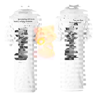 ありがとうのタヌキ ひまわりver 父の日 アニマルグラフィック 感謝 たぬき 花と狸 Tシャツ - Kawaiitshirt