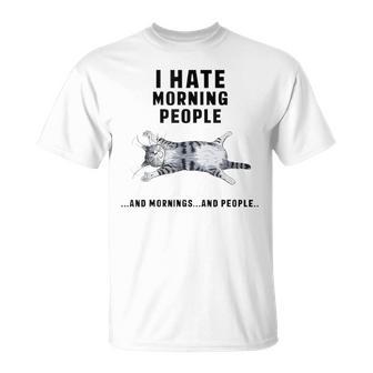 おかしな怠惰な猫 私は朝の人と朝と人が嫌いです Tシャツ - Kawaiitshirt