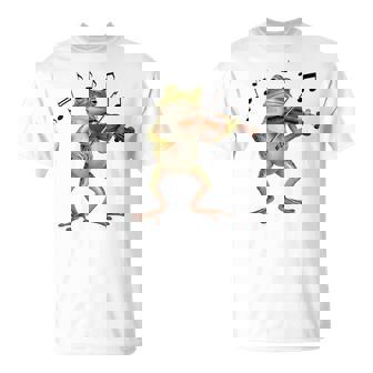 おもしろミュージシャン バイオリニスト かわいいカエル 演奏 バイオリン Tシャツ - Kawaiitshirt
