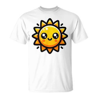 かわいい 漫画 太陽 放射 オレンジ イエロー 愛らしい Tシャツ - Kawaiitshirt