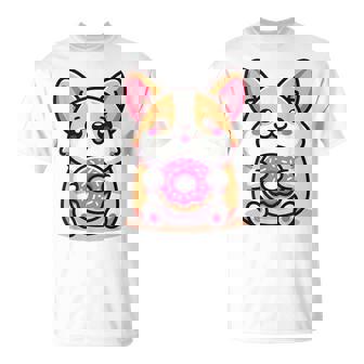 かわいいコーギーのドーナツを持つ漫画の犬愛好家アートキッズ。 Tシャツ - Kawaiitshirt