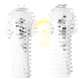 かわいい日本の秋田犬が角をのぞく犬好き。 Tシャツ - Kawaiitshirt