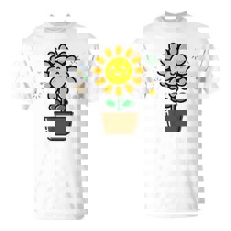ひまわり 花 ポット シンプル クリップアート Tシャツ - Kawaiitshirt